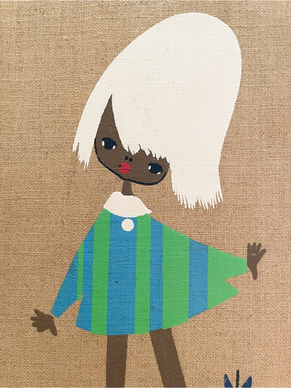 VTG Mid Century Agnes Burlap Wood Wall Art Plaque Panel MCM - Picture 9 of 15